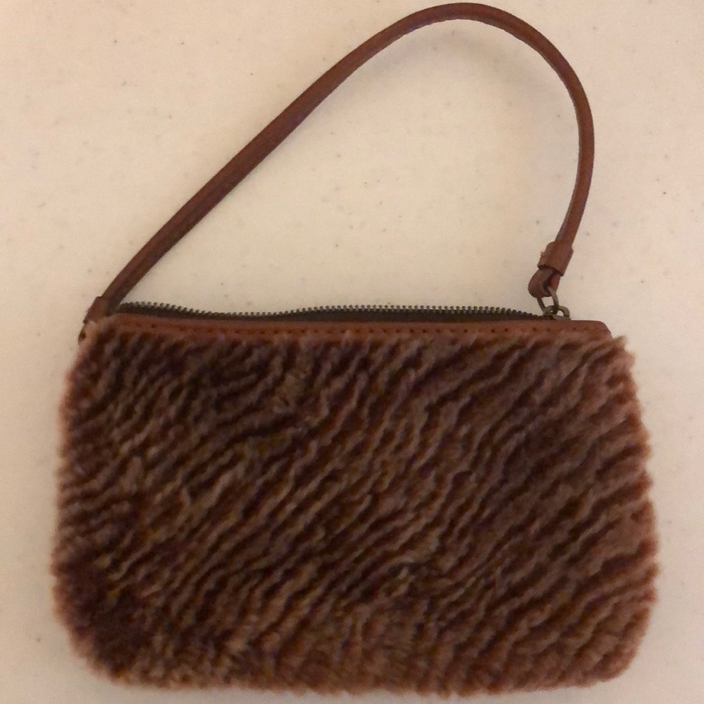 Patricia Nash Brown Leather Sherpa Wristlet